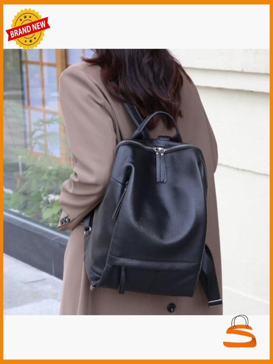 Genuine Leather Laptop Backpack for Women, Fashion Daypack with Large